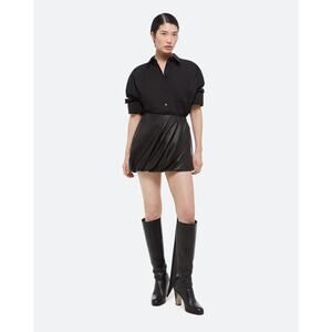 HELMUT LANG Leather Mini Bubble Skirt Black 2